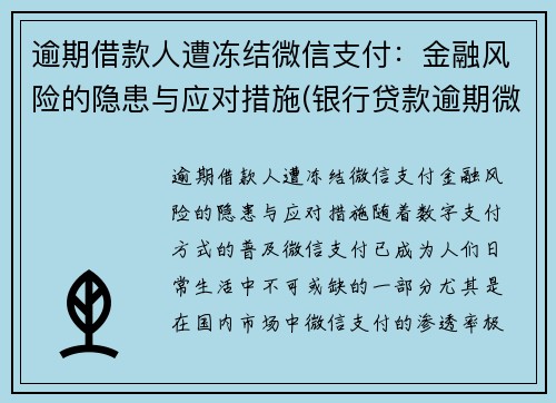 逾期借款人遭冻结微信支付：金融风险的隐患与应对措施(银行贷款逾期微信冻结)